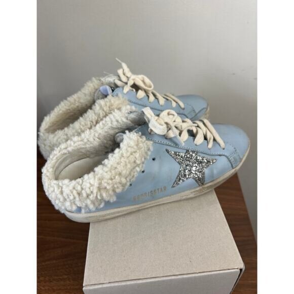 NIB Golden Goose Rare Golden Geese Suede Round Toe Slide Sneakers Blue Size: 36 - Picture 3 of 11